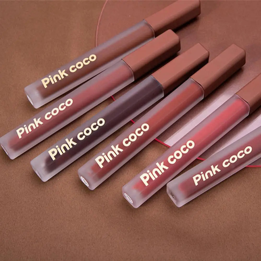 1/3/5PCS Liquid Lipstick Velvet Matte Lipstick Chocolate Lipgloss 6 Colors Cosmetics Silky Smooth Lip Glaze Soft Mist Lip Gloss