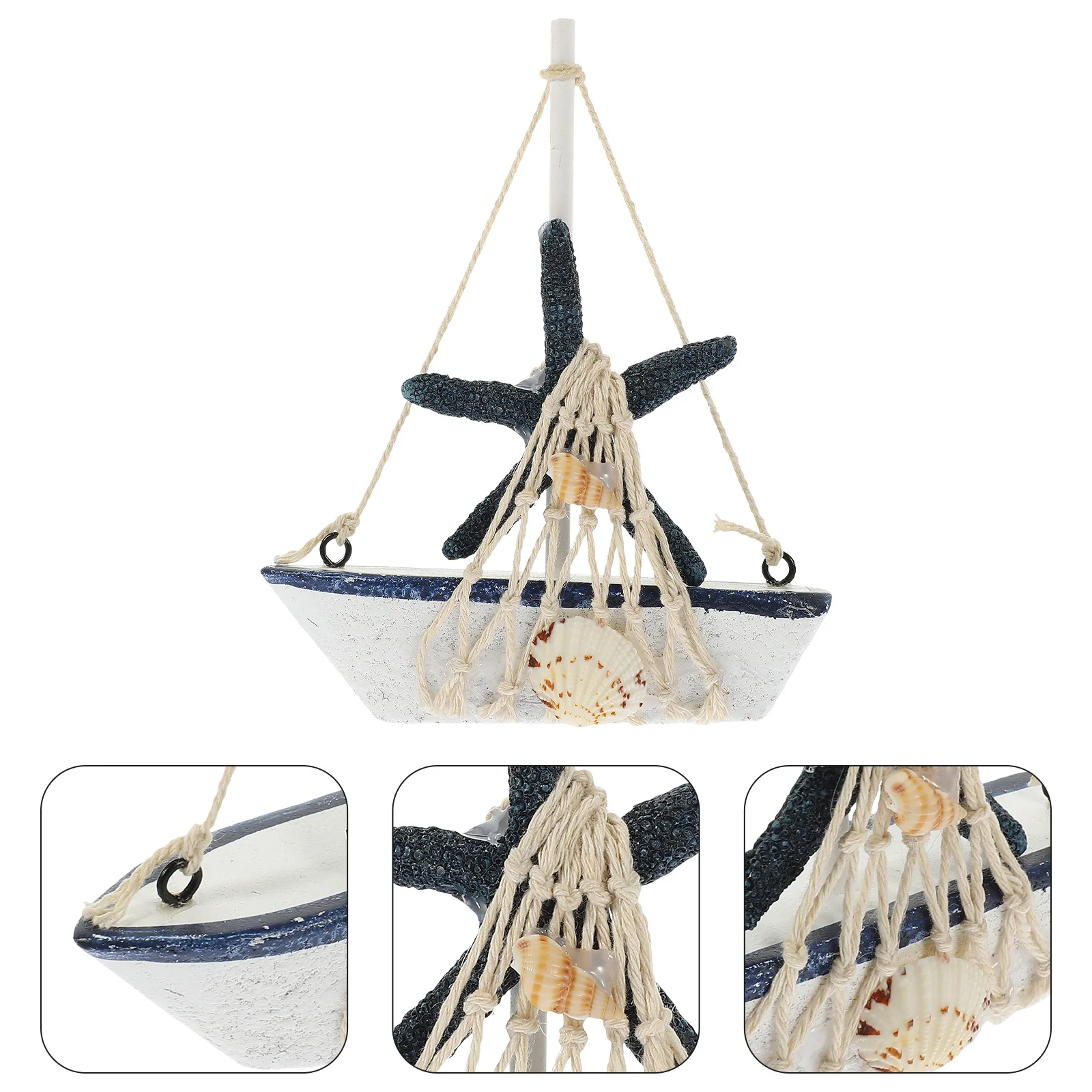 

Mediterranean Style Wooden Sailboat Decor Nautical Sailing Boat Small Desk Ornament Table Decoration Home Office Bedroom