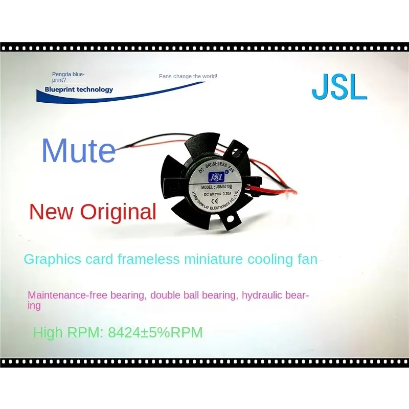 pa 30*30*10mm  6V 3010 Graphics Card 28 * 10MM 19mm Hole Spacing Double Ball Bearing Frameless Isosceles Cooling Fan