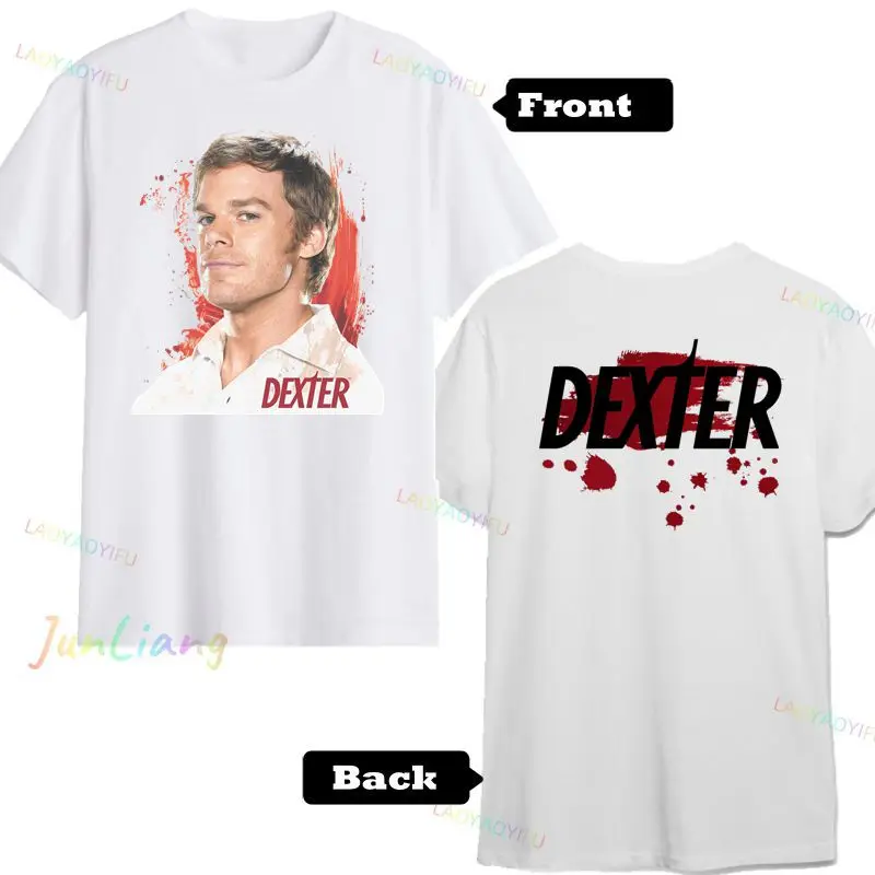 Showtime Dexter Never Lies-T-shirt imprimé amusant pour adulte, haut unisexe à manches courtes, sous licence, Harajuku Y2K, cadeau de rue
