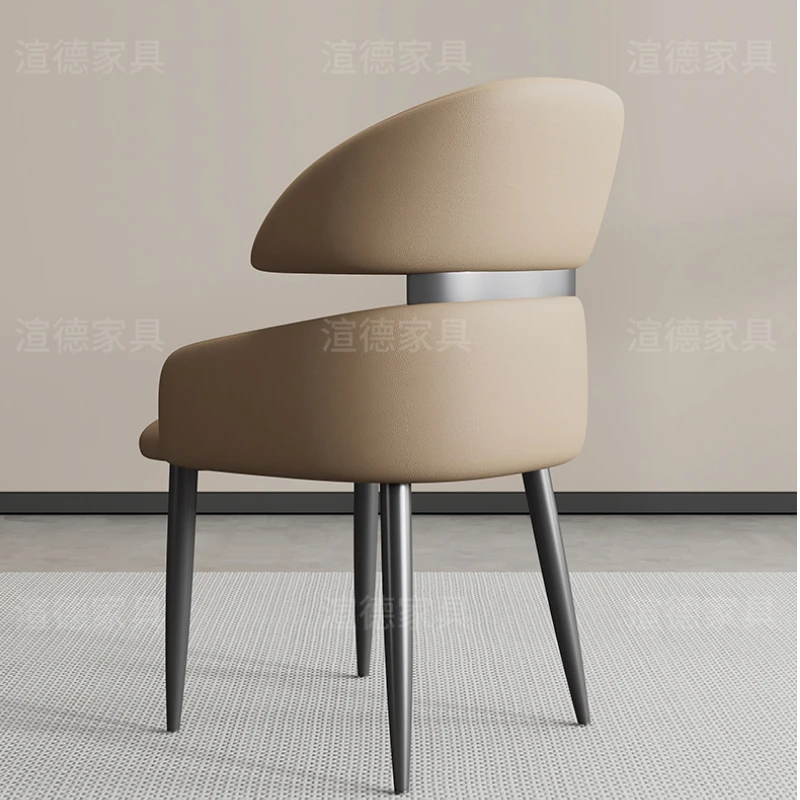 New Leather Dining chairs Luxury hotel Restaurant Soft backrest chair INS designer Armchairs Nordic living room chair Furniture