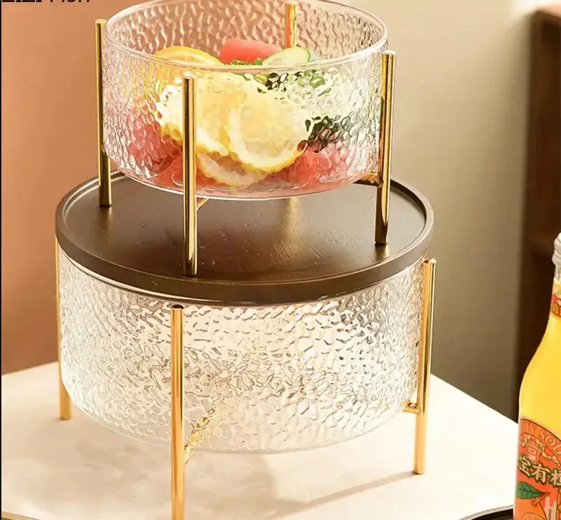 

Japanese Glass Fruit Plate Round Salad Living Room Desktop Snack Nuts Storage Decoration Home Dessert Tableware Gift