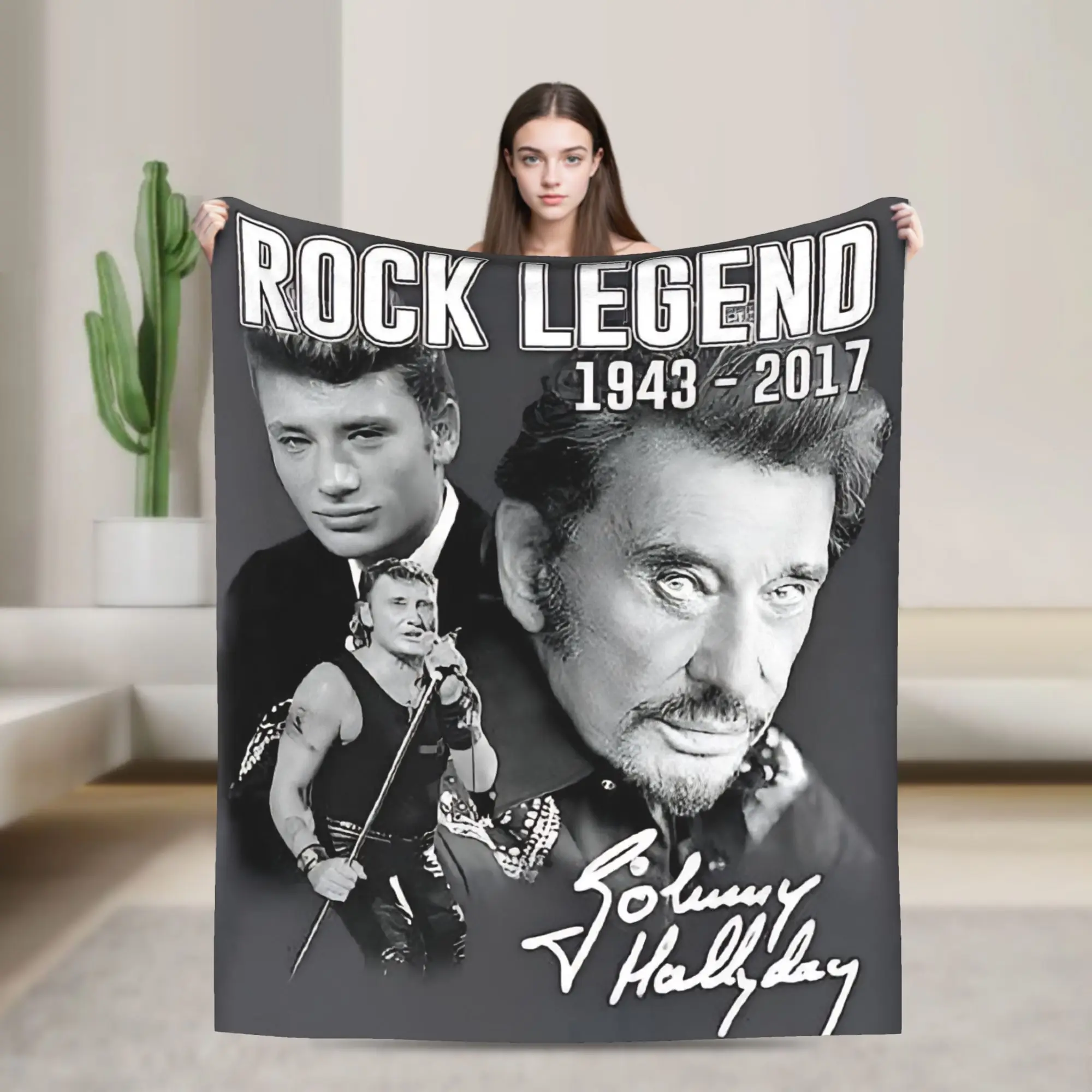 Rock Star Johnny Hallyday Blanket  Camping Flannel Bedding Throws For Couch Bed Soft Custom Quality Bedspread Gift Idea