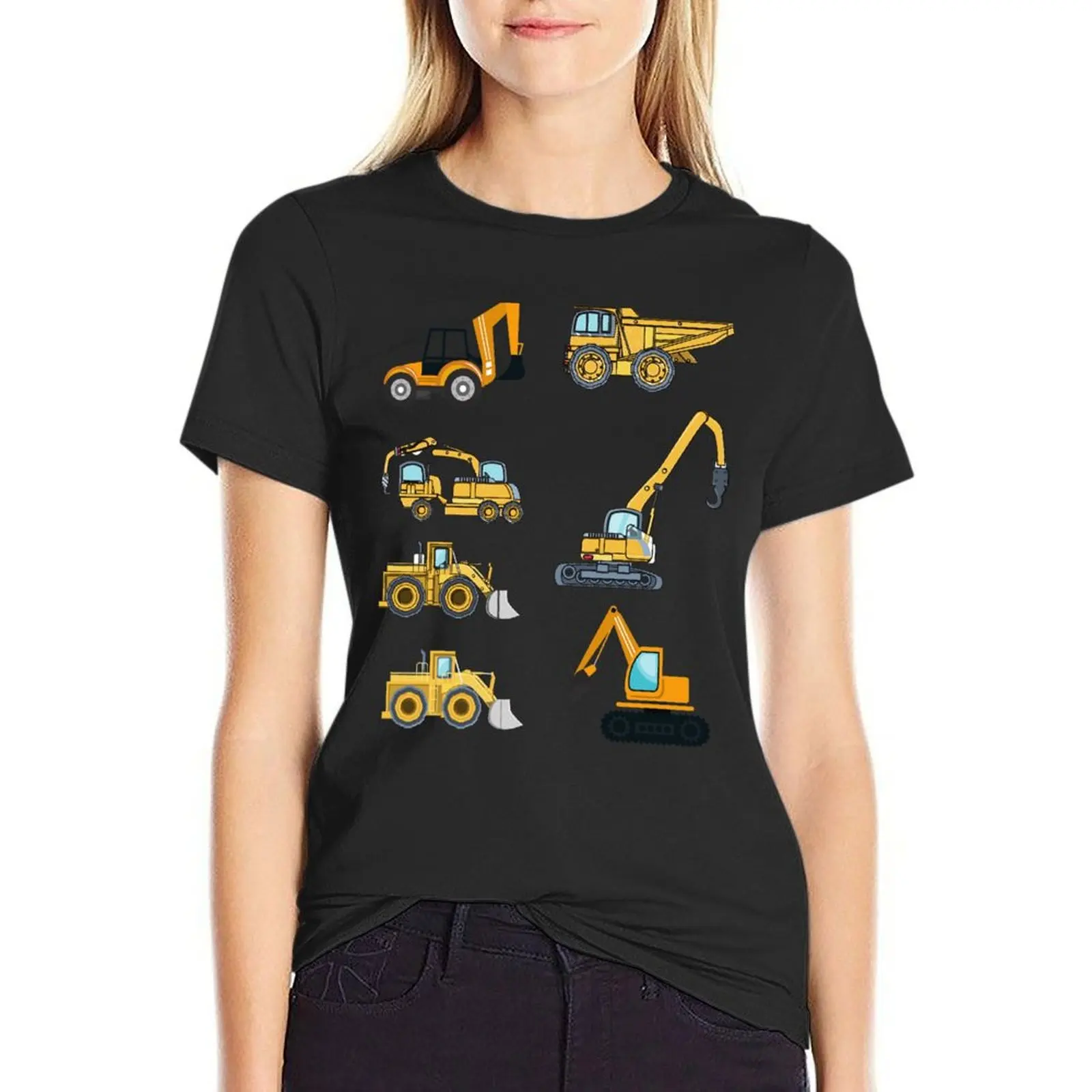 

Construction Trucks T-Shirt plus size tops lady clothes hippie clothes blacks cat shirts for Women