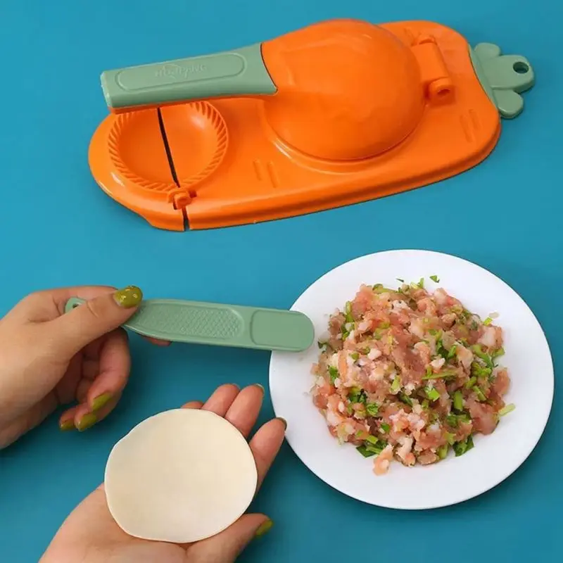 ใหม่2 In 1 Pembuat Pangsit Dumpling แม่พิมพ์ Dumpling Skin Wrapper แม่พิมพ์แป้งโดว์กด Maker Dumpling Making เครื่องมือ
