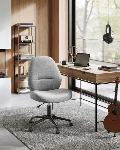 SONGMICS HOME office chair desk chair swivel chair wide seat with foot cross