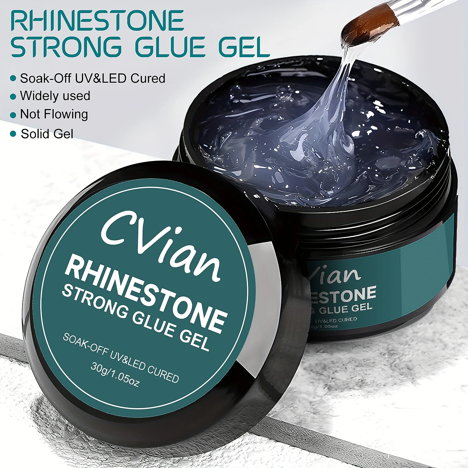 30g Strong Nail Glue No-Wipe Gel for Rhinestone and Resin Synthetic Gemstone Jewelry Adhesive Tools Acrylic False Nail Tips Gel