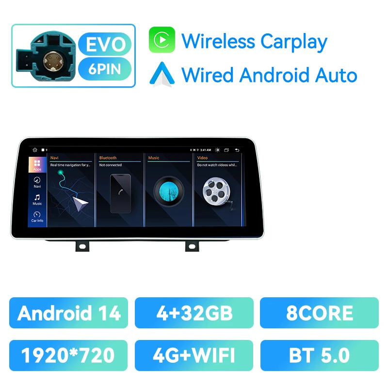 12.3 "IPS HD Touchscreen Draadloze CarPlay Voor BMW F45 F46 F87 2013-2018 Android 14 4G Wifi GPS DSP 8G + 128GB Plug & Play