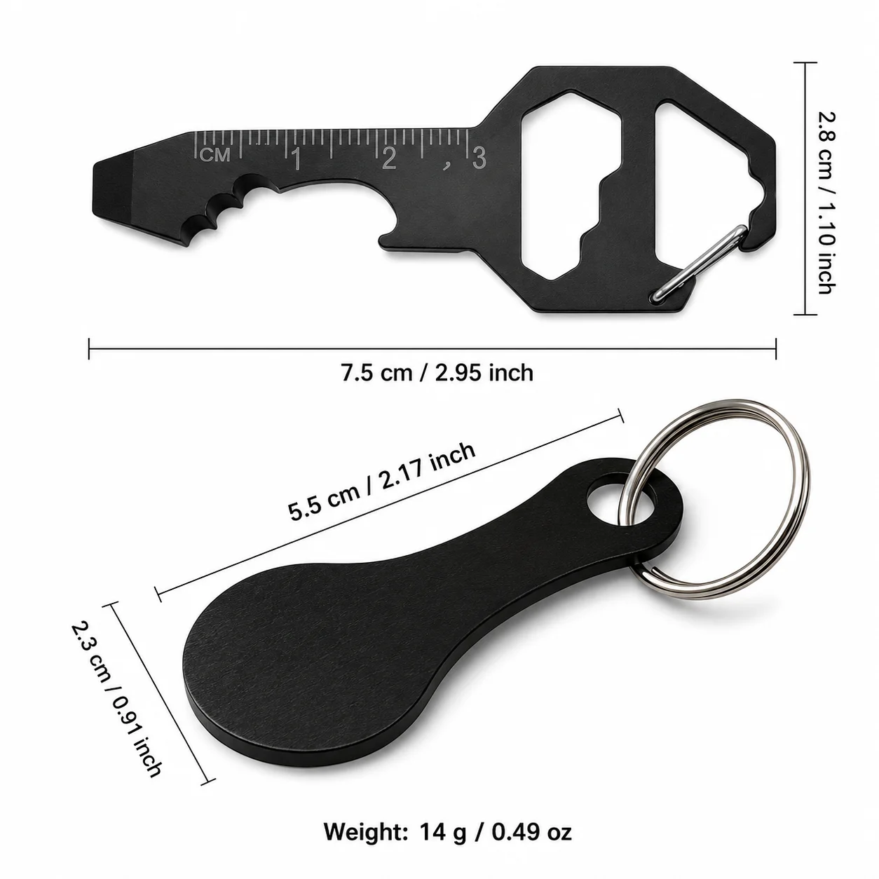 2PCS Keychain Set Shopping Cart Token Bottle Opener Multi Tool Stainless Steel EDC Gift Travel Camping