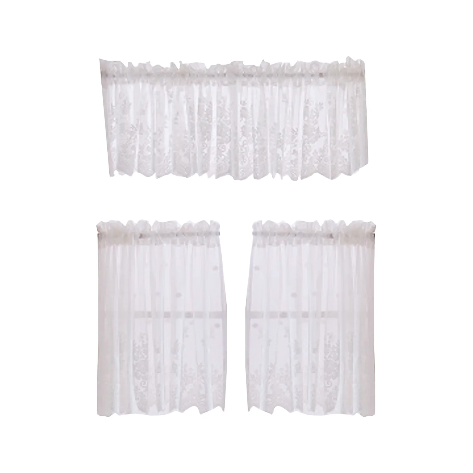 

Lace Curtain 137X61Cm Short Window Curtain For Kitchen Bathroom Balcony Light Filtering Half Curtains Decorative Shade