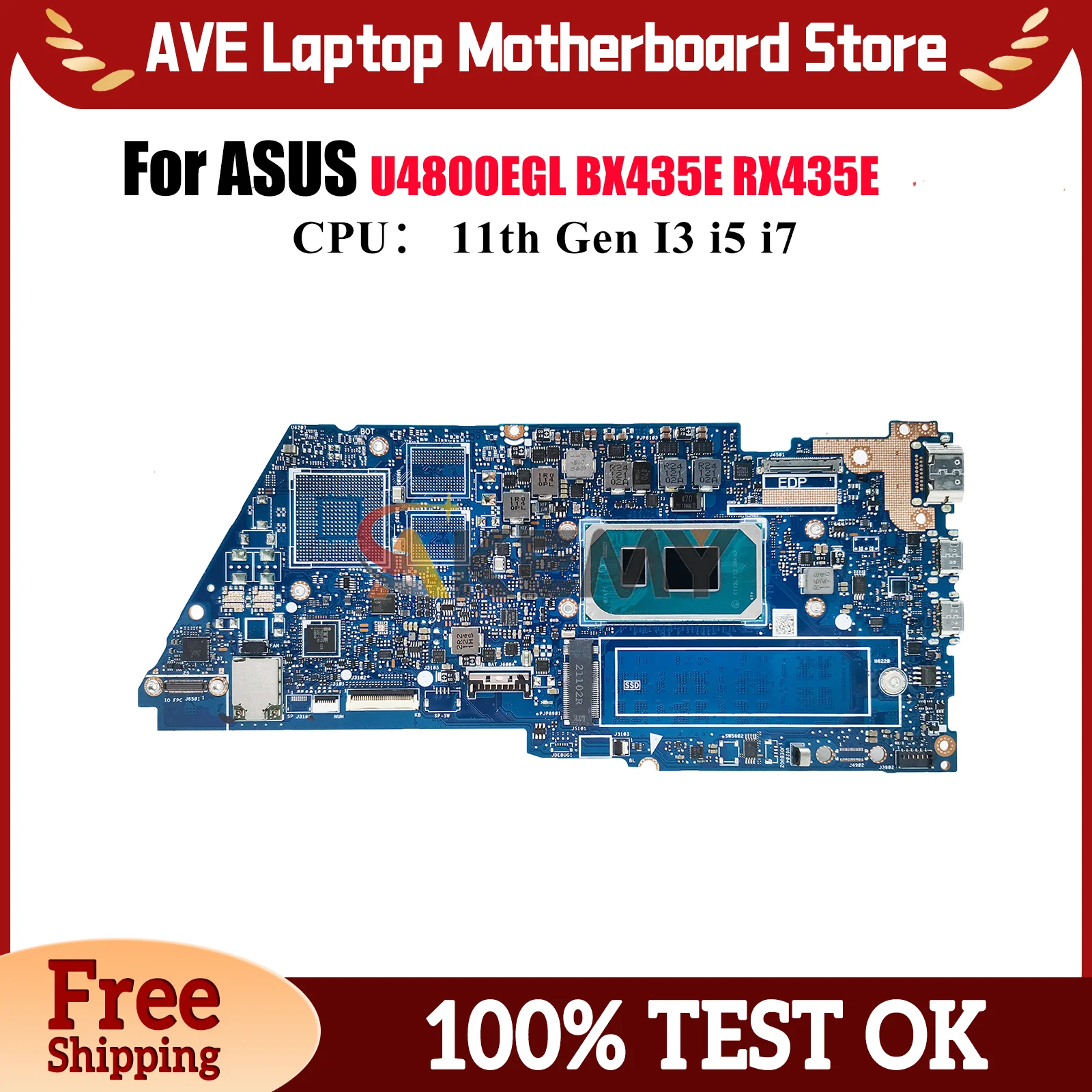 

UX435EA Материнская плата для ноутбука ASUS ZenBook UX435EG U4800EGL RX435E UX435EA UX435E BX435E Материнская плата с 11-го поколения I3 i5 i7 stk