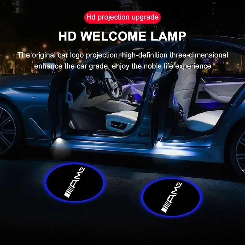 2 قطعة باب السيارة كشاف ضوء ثلاثية الأبعاد ترحيب الظل ضوء لمرسيدس بنز Amg W203 W204 W205 W176 W166 W212 213 CLS GLK ML فئة #5