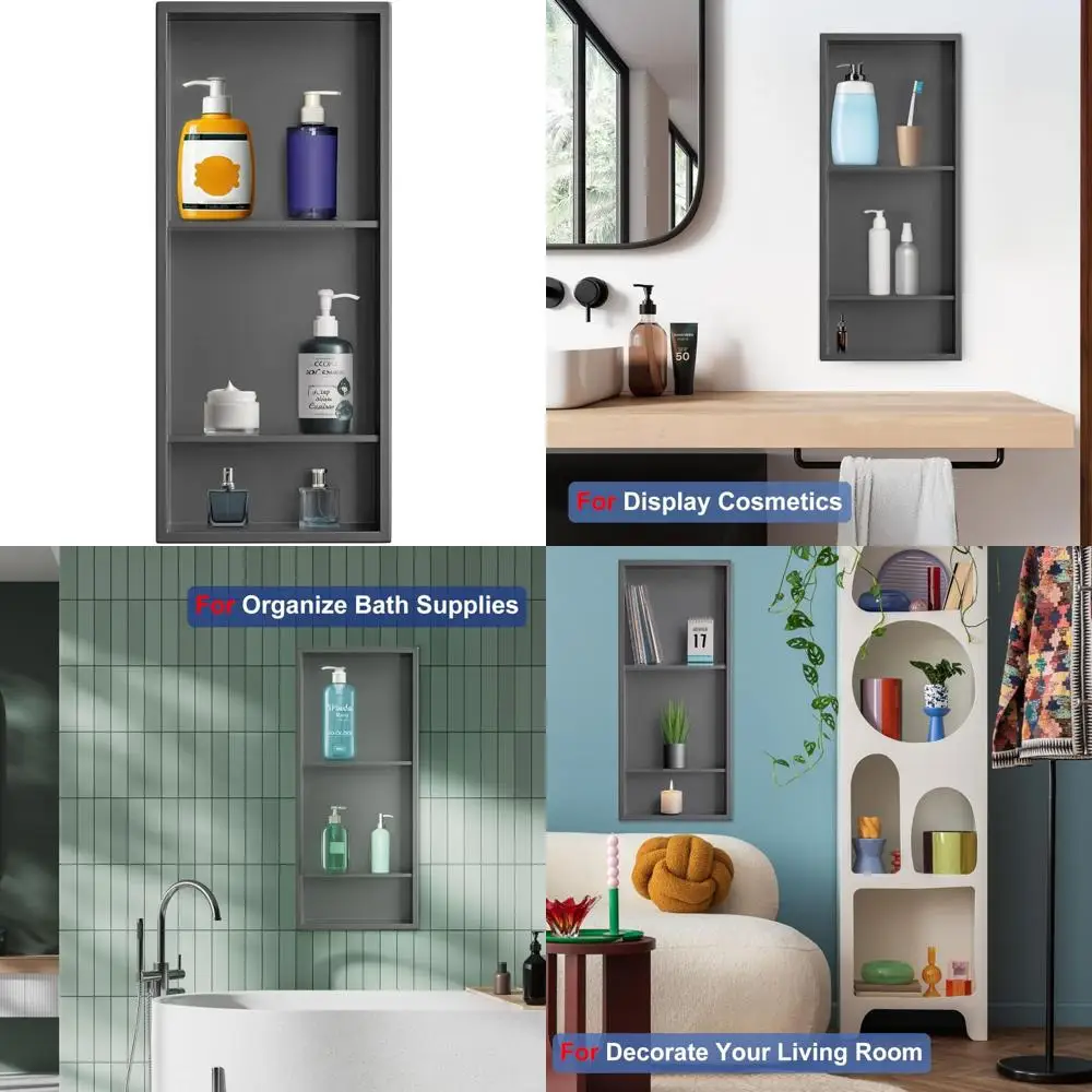 

Stainless Steel Shower Niche: Elegant Bathroom Storage Solution with Recessed Shelf for Organization