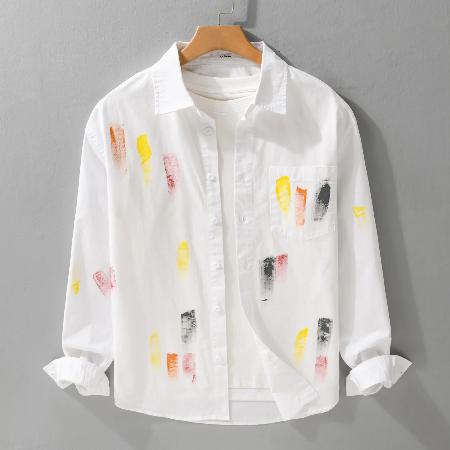 

Men's fiti Flower Long Sve Cotton irt Trendy Casual Loose Fit Printed Casual Wear Spring Autumn High End Lightweight