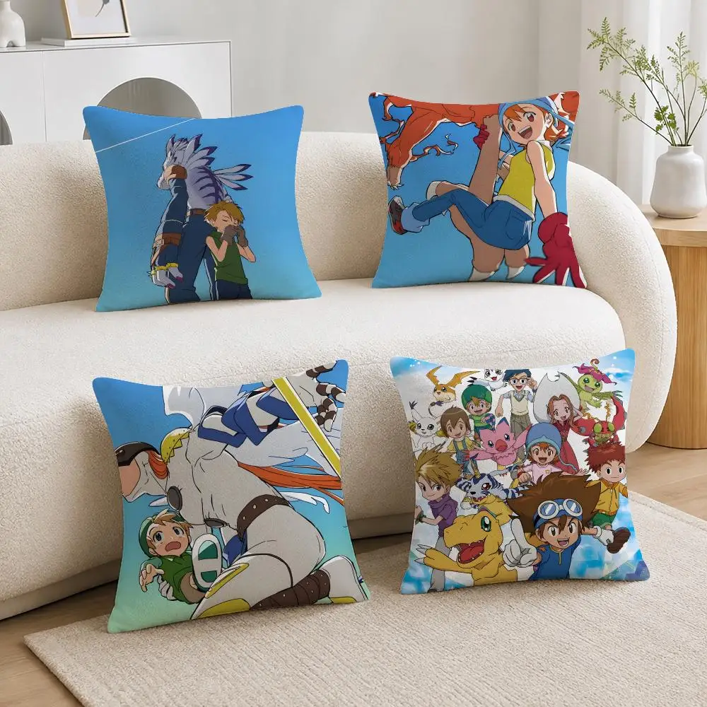 Anime Digimon Cushion Cover Soft Plush Cushion Covers Fluffy Throw Pillow Cases for Sofa Bedroom Home Decor