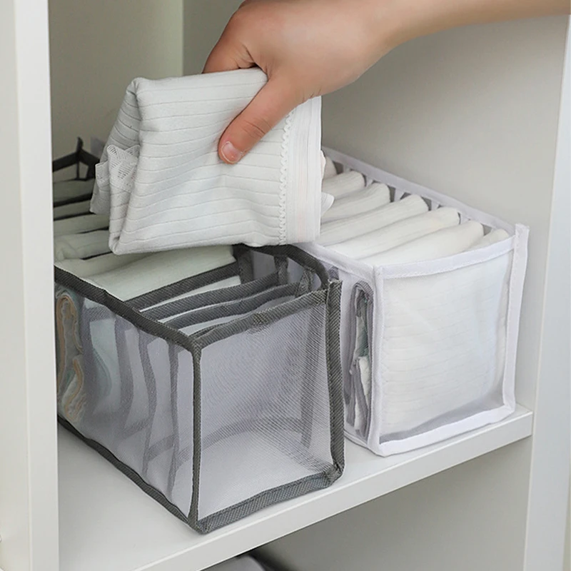 11 Grids Socks Organization Storage Box Foldable Underwear Storage Box Polyester Drawer Cabinet Mesh Socks Storage Sorting Box