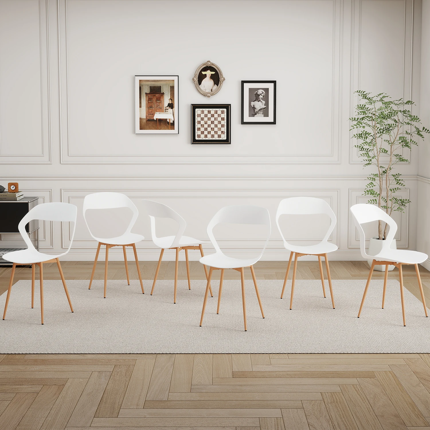 GrandCA HOME Set di 4 / 6 Sedie da Pranzo in Stile Medievale Nordico, Sedie in Plastica con Gambe in Metallo per Soggiorno, Sala da Pranzo, Camera da 