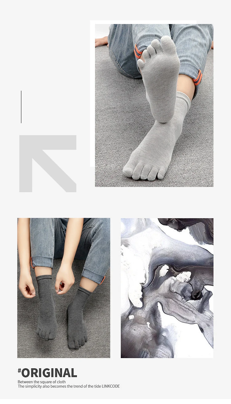 5 Paare/Los Herren-Fünffinger-Socken, hochwertige Herren-Business-Socken aus Baumwolle, lässig, atmungsaktiv, lange Herrensocken, Schwarz, Weiß – Detail 6