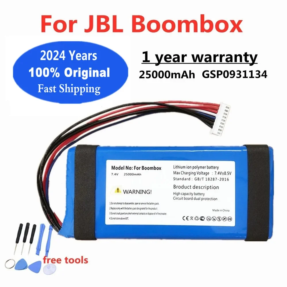 

2024 Years Speaker Battery For JBL Boombox 1 Boombox1 JEM3316 JEM3317 JEM3318 GSP0931134 01 25000mAh Player Batteries + Tools