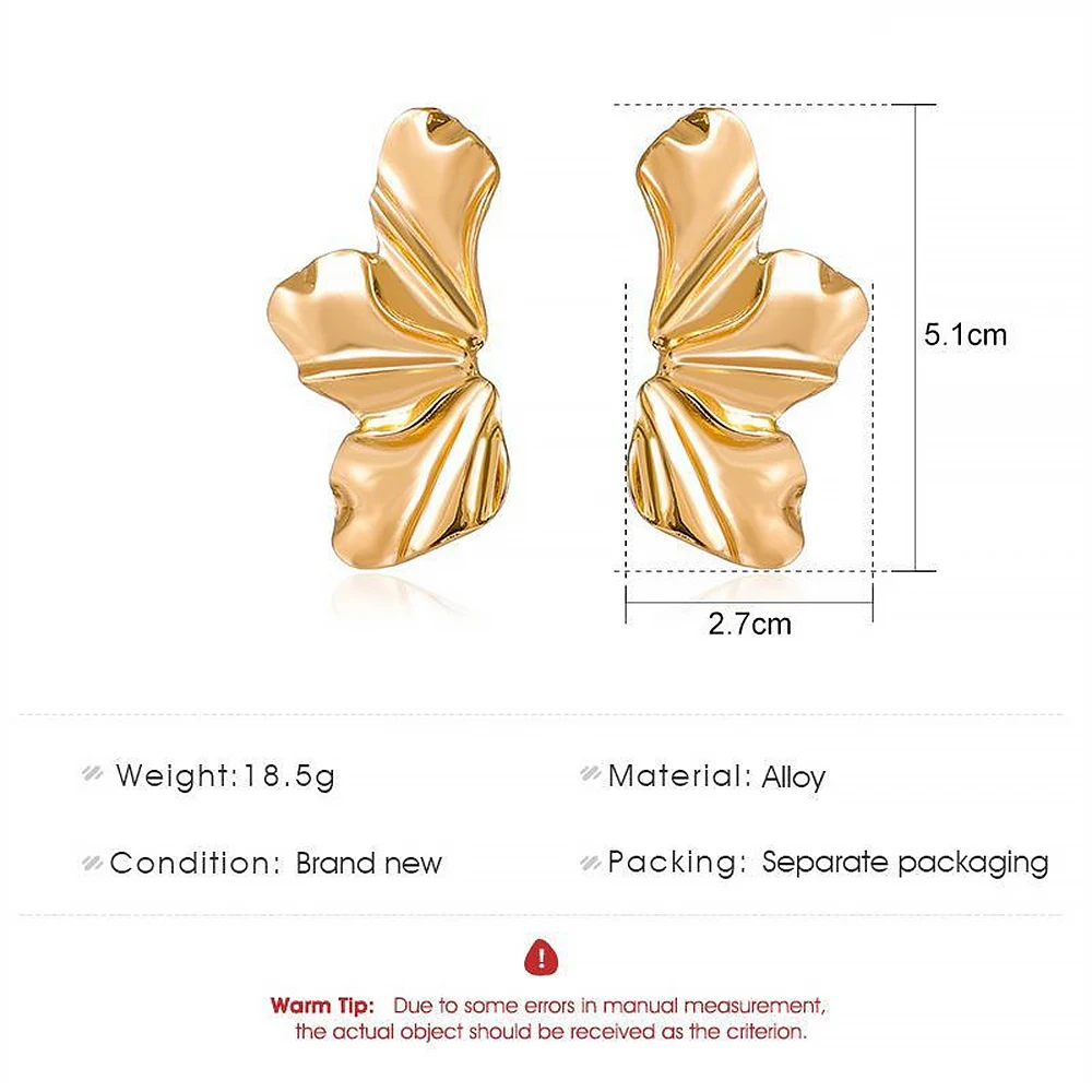 Chic Half Flower Ear Stud Minimalist Irregular Petal Earrings Women Gold Silver Color Earring Party Trendy Fashion Jewelry Gifts