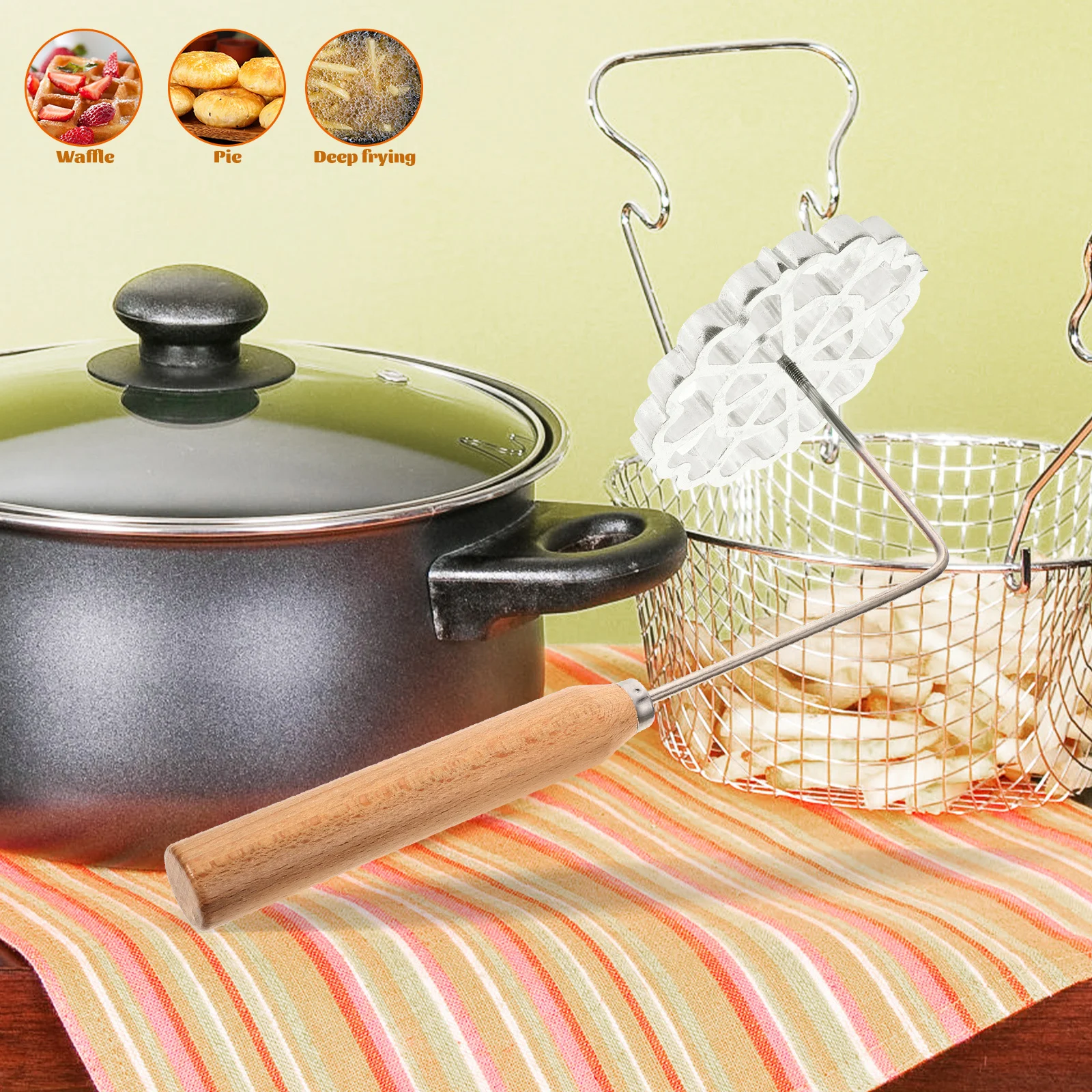 مجموعة حديد STOBAZA Rosette مع مقبض قالب بونويلوس من الألومنيوم قاطع الوافل للخبز والطبخ السويدي صانع البسكويت