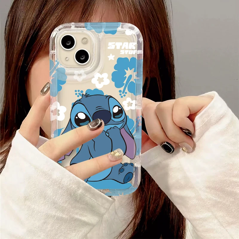 Disney Friends Stitch Flower Clear Phone Case for IPhone 14 17 Air 16 15 13 12 11 Pro Max 7 8 Plus XR X XS Max SE 2020 Cover - náhled 4