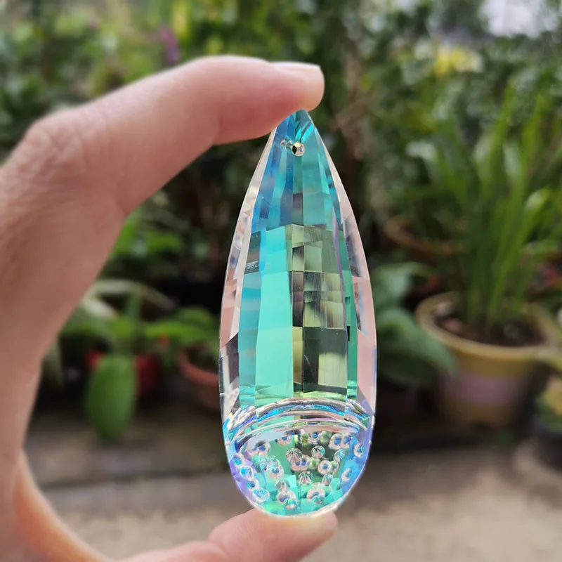 76mm Hanging Pendant Crystal Prism Suncatcher Windows Decoration AB-Color Chandelier Parts DIY Home Wedding Decor Light Catcher