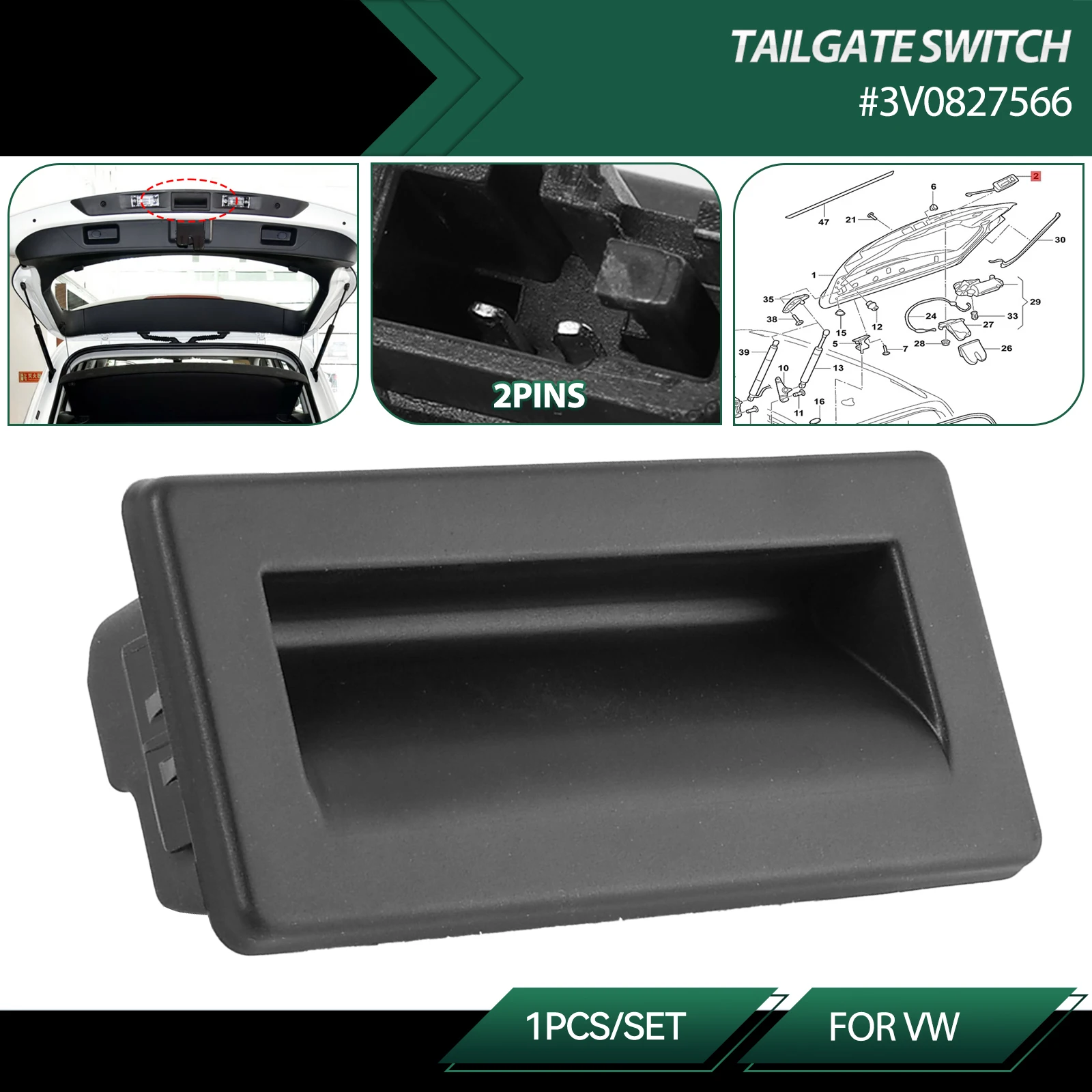 Bota do interruptor da alça da fechadura traseira da porta traseira para skoda superb yeti octavia vw caddy tiguan audi a4 assento 3vd 827 566 3v 0827566   3VD 827566