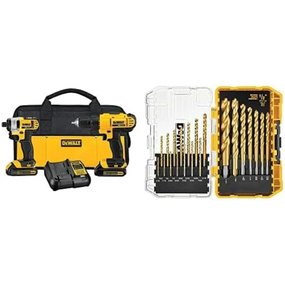 DEWALT 20V Max Cordless Drill and Driver Kit with 21-Piece Titanium Bit Set and Pilot Point Technology