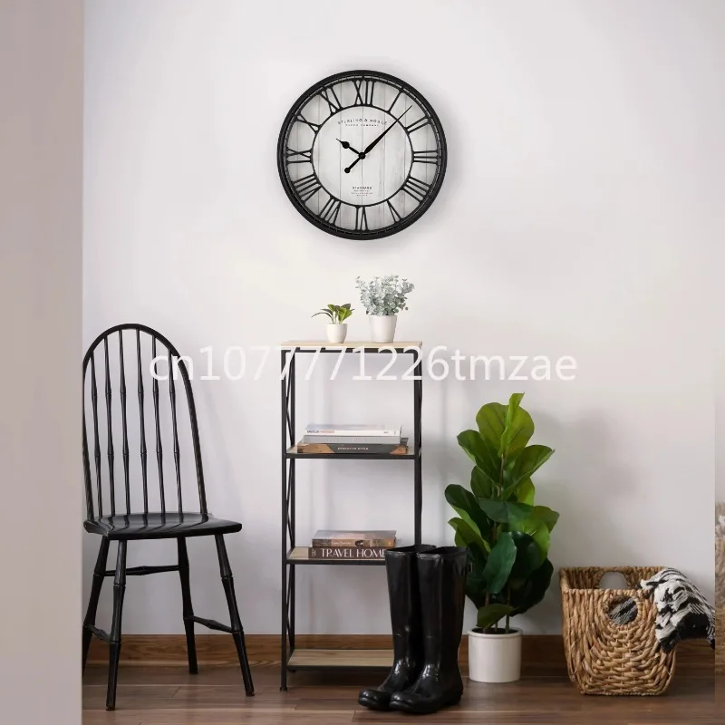 

20 Inch Black and White Analog round Raised Roman Numerals Baking Wall Clock