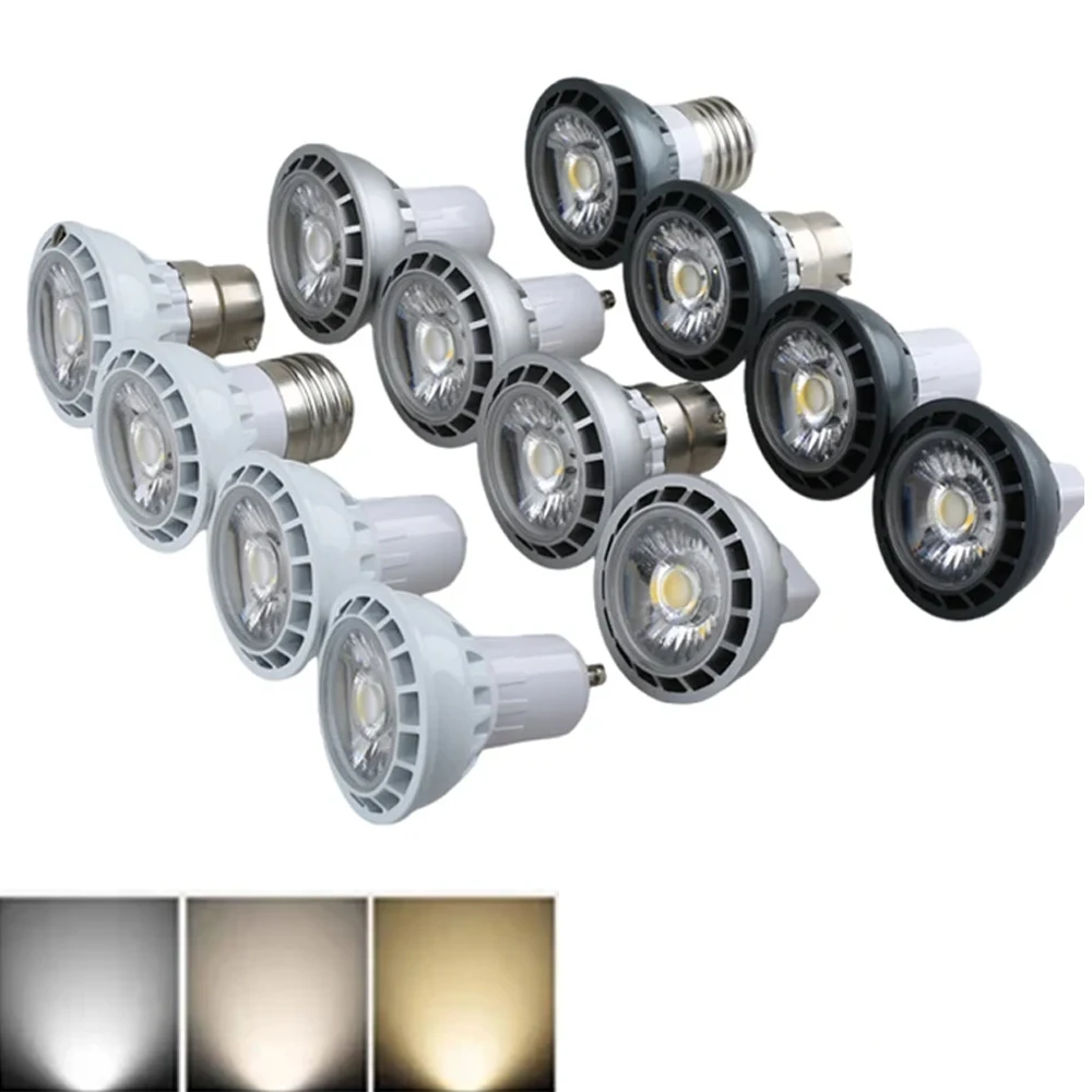 MR16 DC 12V E27 GU10 E14 E12 B22 GU5.3 Ściemnialne 5W DC 24V LED COB Żarówki punktowe Reflektory HomeLamps Oprawa do salonu