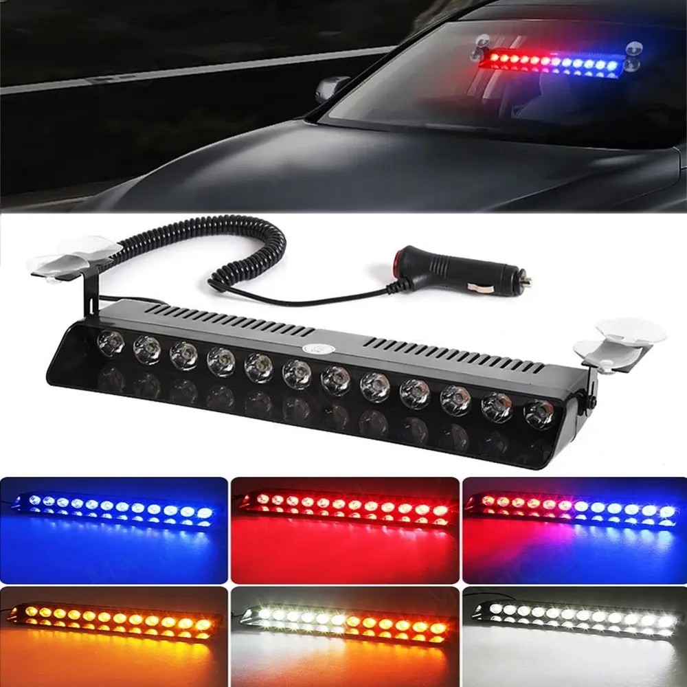 

12 LED Car Strobe Light Flash Warning Signal Lamp Beacon Police Fireman Emergency Light For Truck SUV with Cigarette Lighter 12V