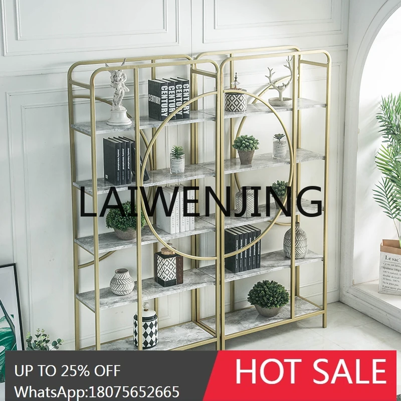 Nordic Shelf Floor Bookcase Metallic Living Room Creative and Slightly Luxury Iron Display Bookshelf