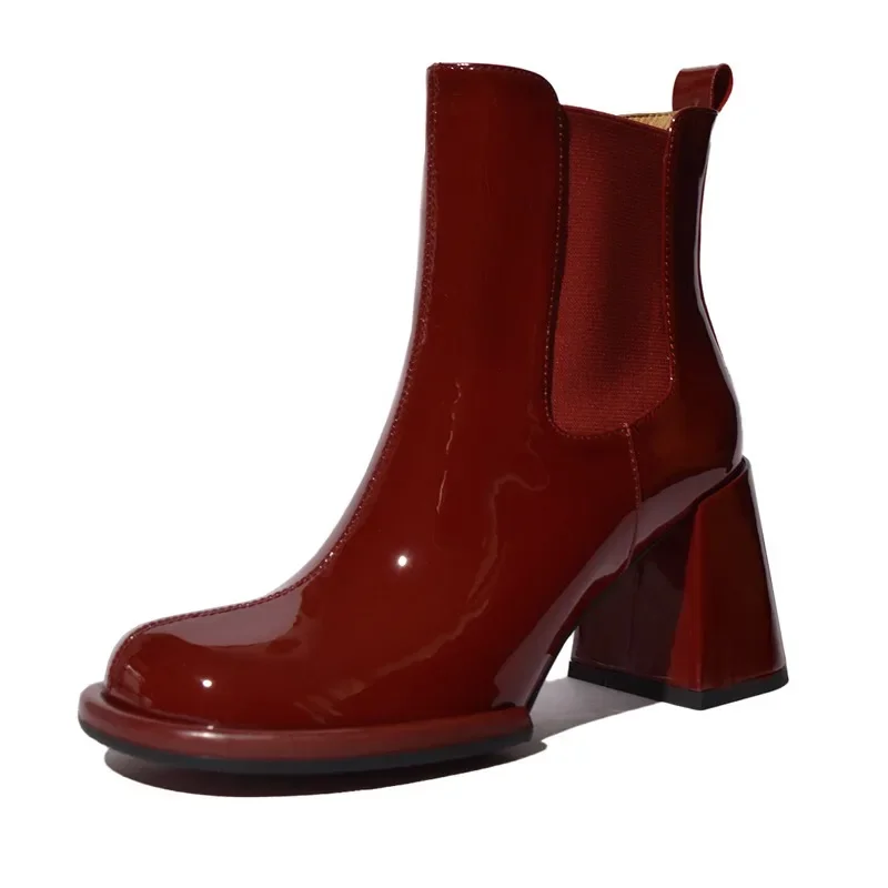 Fall New Chunky Single Boots Women\'s Fashion Round Head Sleeve Comfortable Non-slip Chelsea Ankle Boots