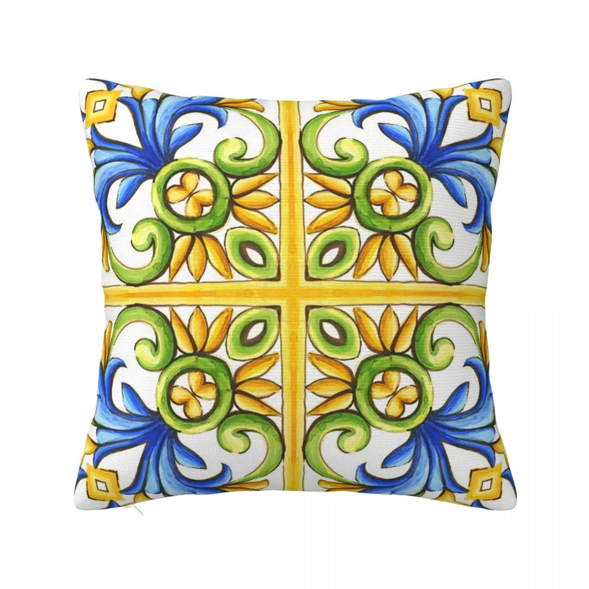 Summer,blue Tiles,mosaic,Sicilian Style Pillowcase Pillows Cover Cushion Comfort Throw Pillow Sofa Decorative Cushions Used