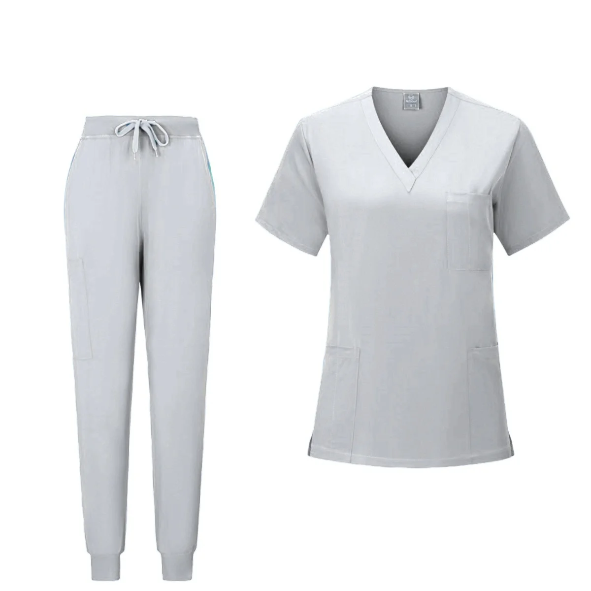 Homens e Mulheres Elástico Alta Sala de Cirurgia Conjunto Uniforme Médico, Manga Curta, Enfermeira, Médico Tops, Bata Calças, Scrubs Suit, Qualidade