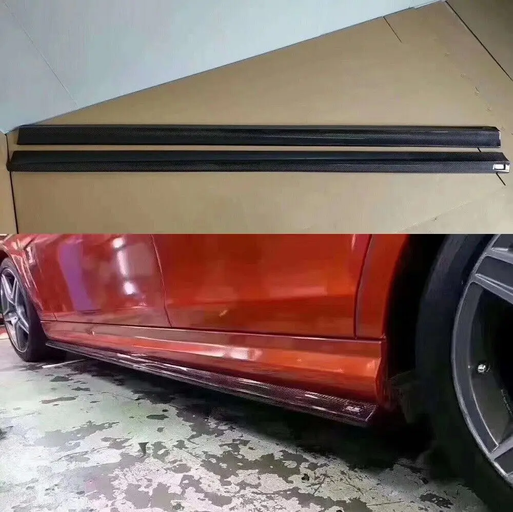 

Carbon Fiber Car Side Skirt Extension lips For Mercedes Benz W204 C63