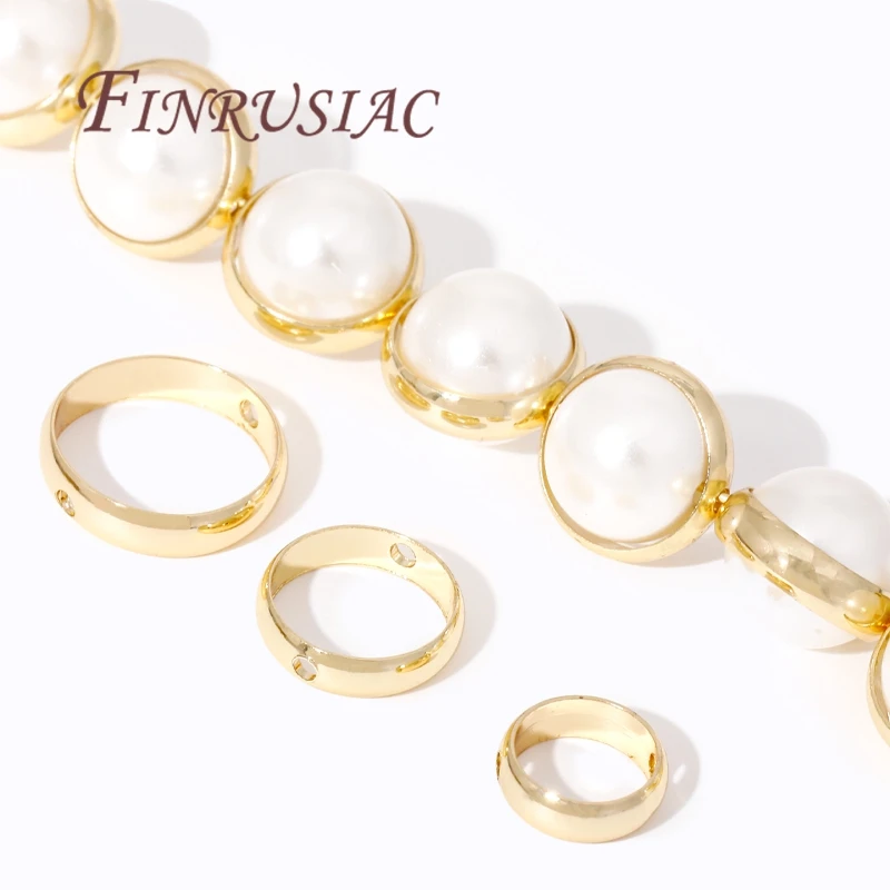 Posrebrzane koraliki okrągła ramka 8mm 10mm 12mm 14K pozłacany mosiądz połącz koraliki ramka pierścień, materiały do robienia bransoletek DIY