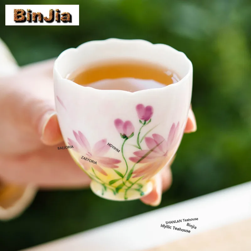 

70ml Hand-painted Daisy Teacup Zen Tea Bowl Water Jug Tea-tasting Fragrance Cup Jianzhan Master Cups Tableware Ornaments Craft