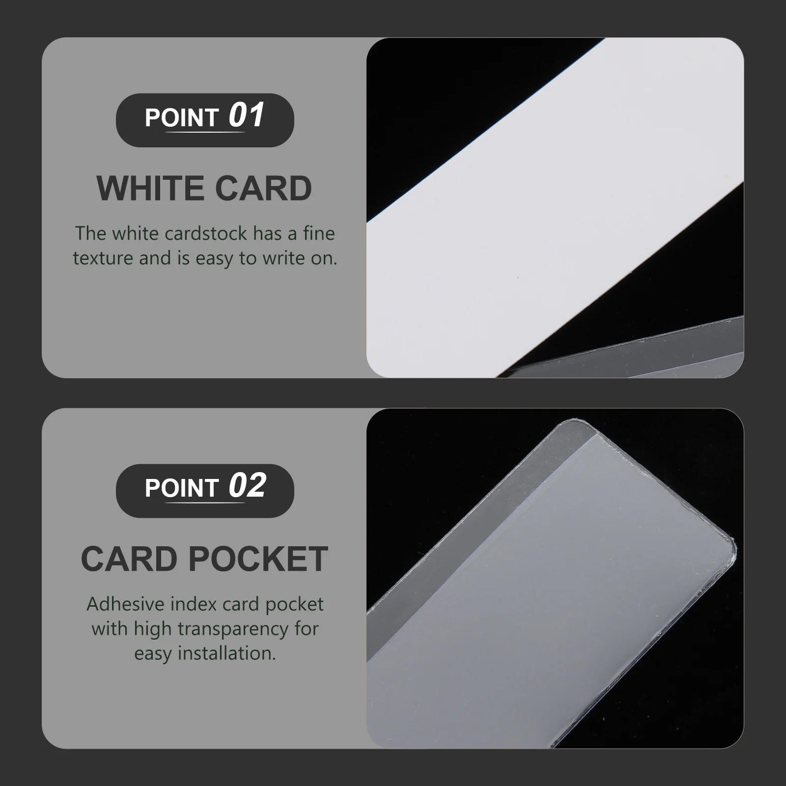 

1Set Transparent Adhesive Index Card Pockets Fine Workmanship for Organizing Label Holders Library Cards Cubicle Name Plate