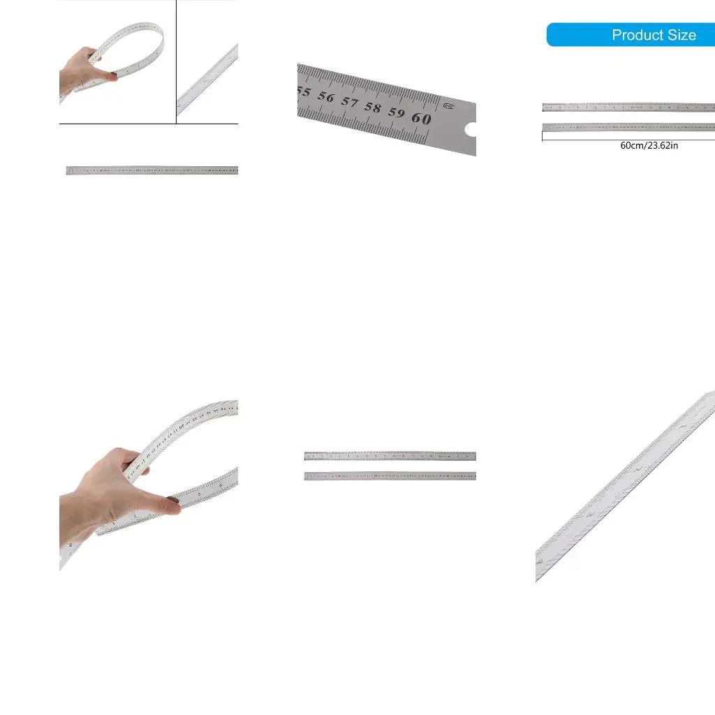 Hanging Measuring Ruler Stainless Steel Double Side for School Office 24 Inch