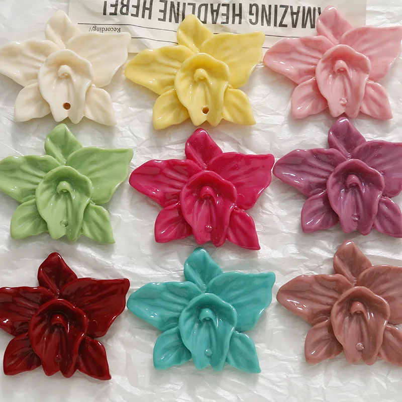 52*42mm 40pcs Resin Acrylic Plastic Flower Jewelry Charms Beads Ornament Accessories Necklace Earring Bracelet Floral Pendants