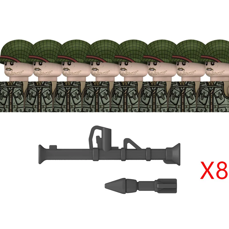 WW2 American Rangers Military Soldeirs Bausteine US Army Infantry Medical Soldeirs Helme Bazuca Waffen Ziegel Spielzeug ﻿