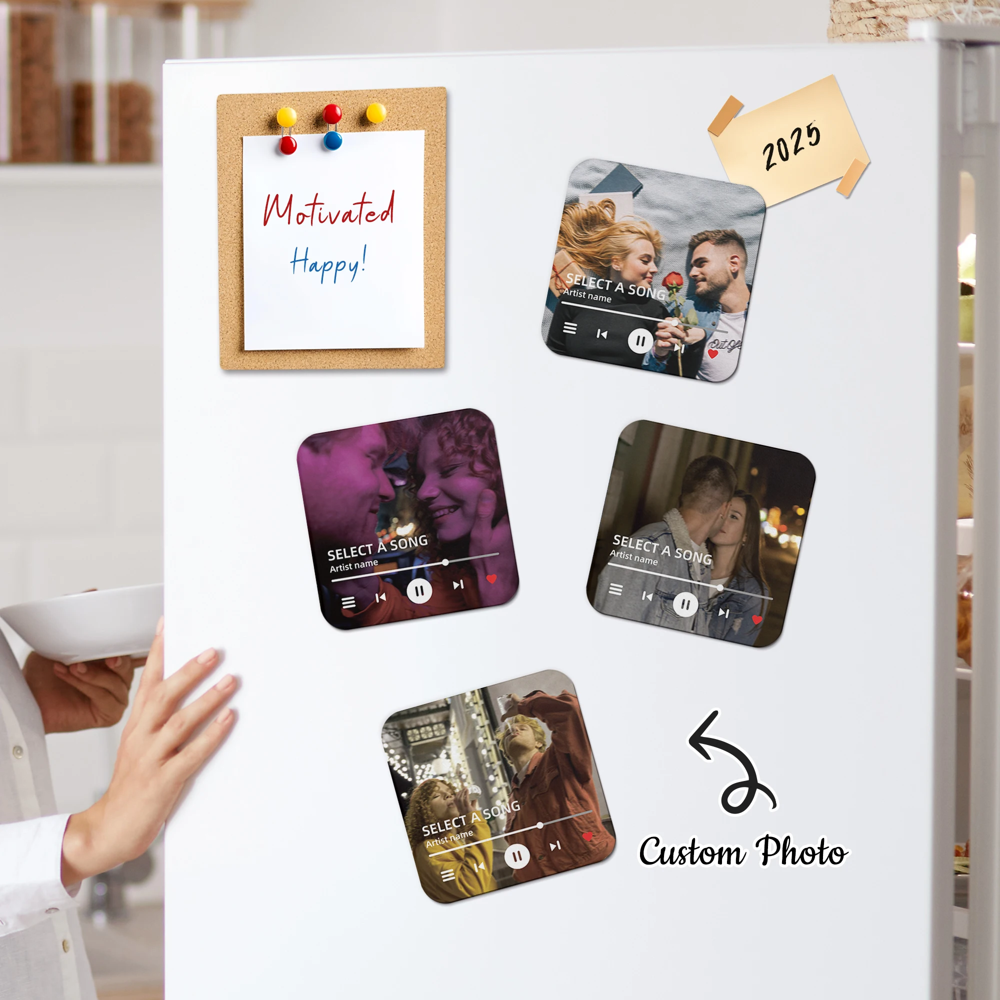 

Personalized Music Photo Refrigerator Magnets Custom Album Cover Anniversary Gift For Her Dining Room Kitchen Home Decor Sticker