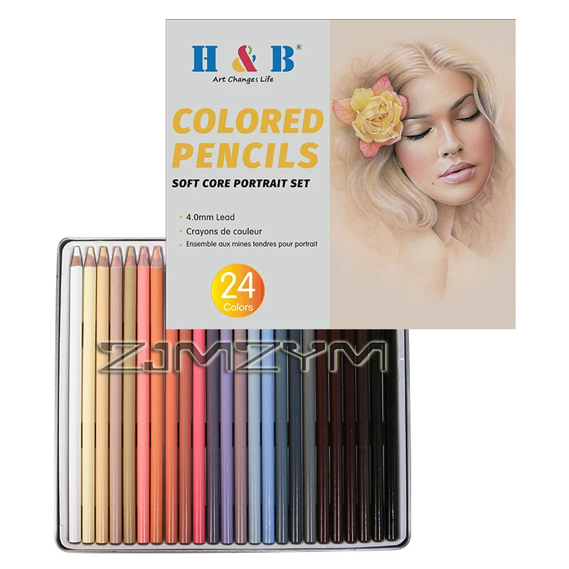 Premium Colored Pencils Set 24 Colors Skin Tone Drawing Pencils Art Supplies for Coloring Portraits Hand Painting Art Painting