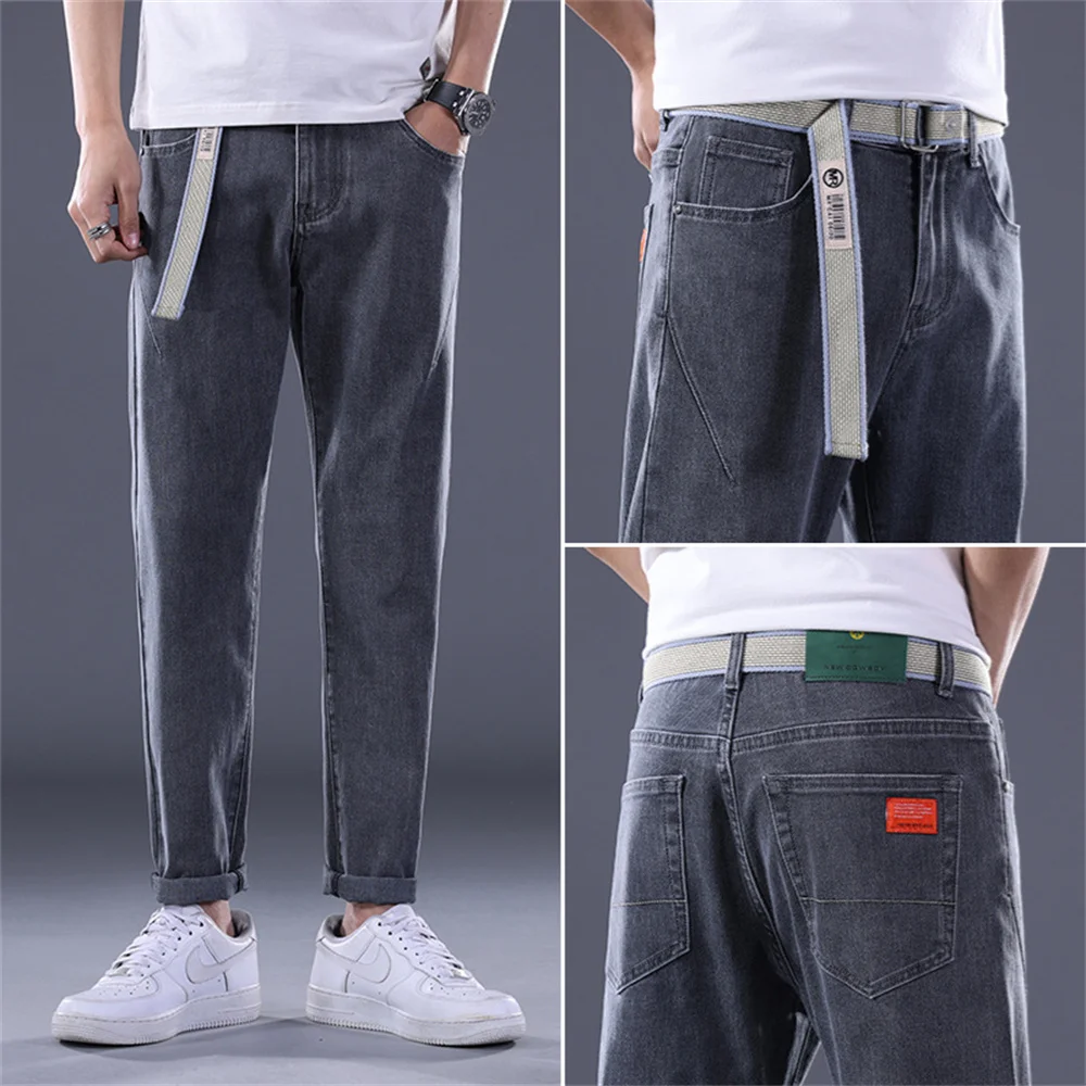 New Fashion Japanese and Korean Style Men's Jeans Elastic Waist Harem Pants Male Trendy Casual Denim Trousers All-Matchpants