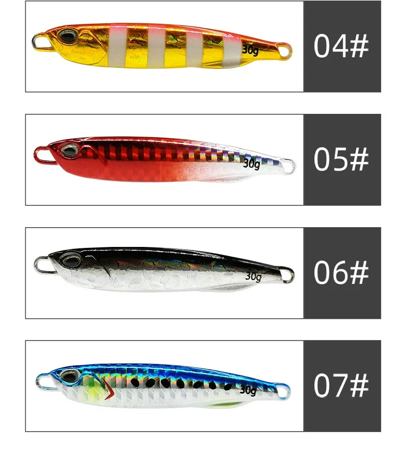 2021 Japan Metallguss Jig Löffel 10/15/20/30/40/50g Shore Casting Jigging Fisch Meer Bass Angeln Locken Künstliche Köder Tackle – Detail 10