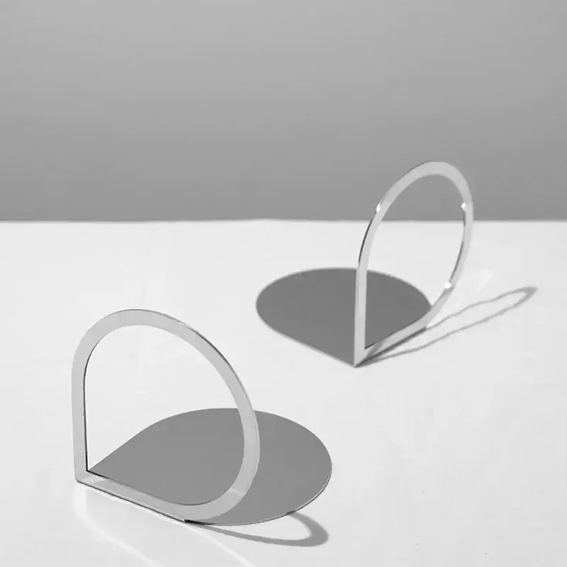 Simple Nordic geometric stainless steel metal book file book by model room sales office study office soft decoration
