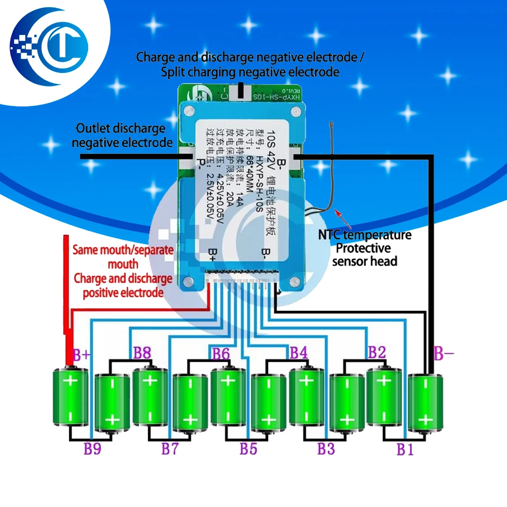 

10S 42V 15S BMS Polymer Cell 18650 Lithium Battery Protection Board With Balance Built-in Temperature Control