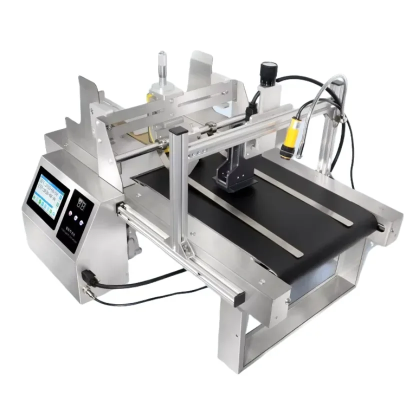 

DG-127 Струйный принтер с автоматической нумерацией и конвейерной лентой — автоматическая подача и код на картонной коробке/металле/пластереке длиной 30 м/мин.